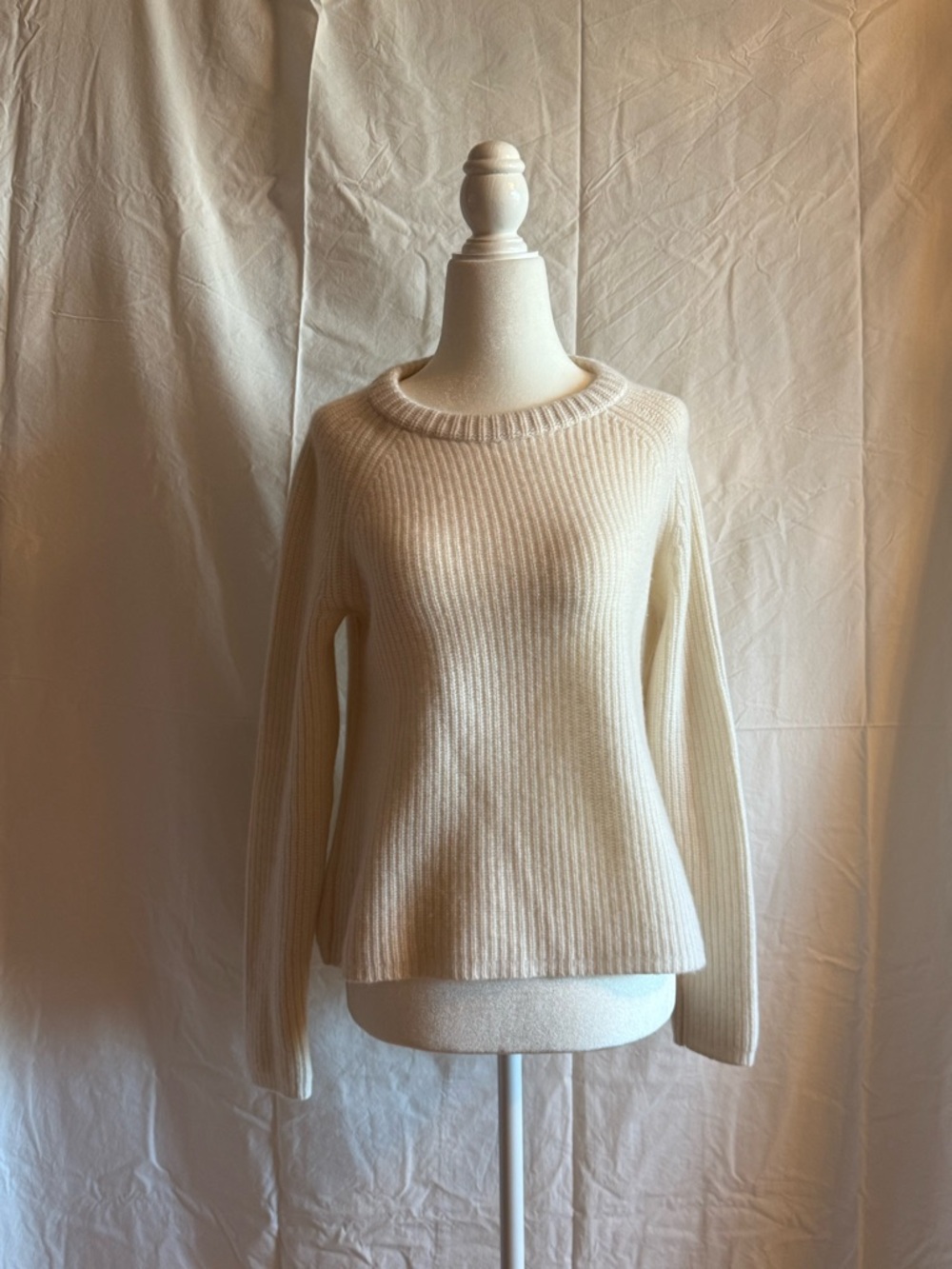 Jenni Kayne Cashmere Cream Ribbed Crewneck Sweater